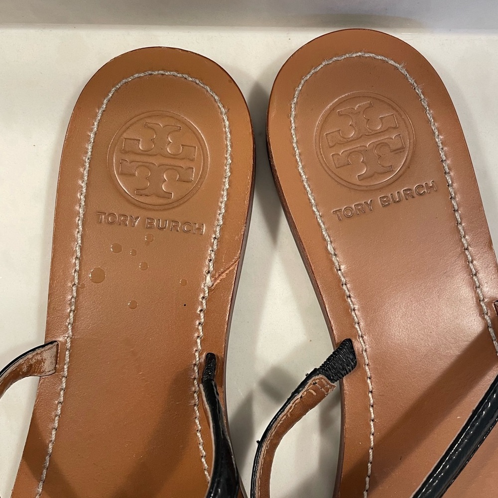 Tory Burch Black and Tan Sandals - Picture 8 of 10